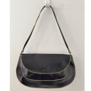 NWOT - Vintage Y2K DKNY Black Patent Leather Shiny Shoulder Bag Purse